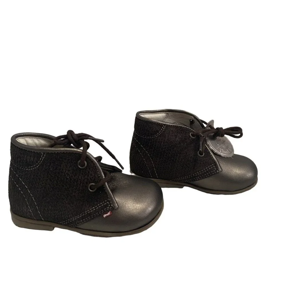 NIB Emel Leather Handmade Brown Metallic First Shoes